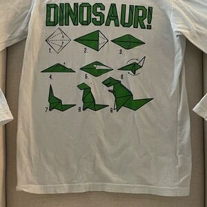 Carter's White Long Sleeve Dinosaur Origami Tee